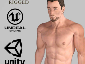 pria telanjang animasi untuk karakter game 3d yang dilengkapi kesatuan mesin yang tidak nyata Model 3D