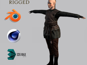 animated warrior woman - rigged 3d game character Modello 3D