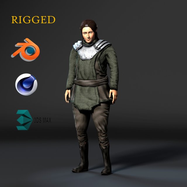 elf warrior-rigged 3d game character Model 3D .c4d .max .obj .3ds .fbx .stl .blend 
