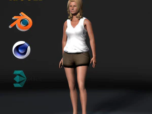 bellissimo personaggio di gioco 3D truccato da donna a basso numero di poligoni Modello 3D