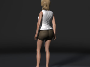 beautiful woman-rigged 3d game character low-poly 3D Model