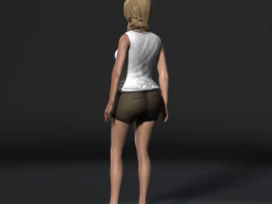 beautiful woman-rigged 3d game character low-poly 3D Model