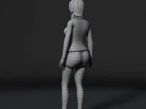 beautiful woman-rigged 3d game character low-poly 3D Model