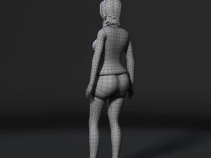 beautiful woman-rigged 3d game character low-poly 3D Model