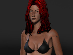 woman in bikini-rigged 3d game character low-poly 3D Model