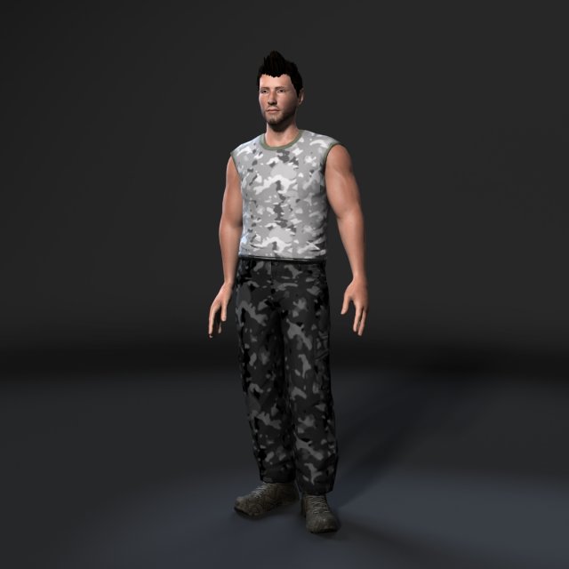 animated muscular man-rigged 3d game character low-poly Modelo 3D .c4d .max .obj .3ds .fbx .stl .blend 
