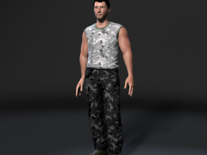 animated muscular man-rigged 3d game character low-poly 3Dモデル