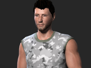 animated muscular man-rigged 3d game character low-poly Modelo 3D