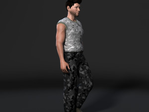 animated muscular man-rigged 3d game character low-poly Modelo 3D