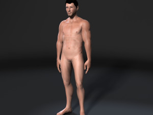 animated muscular naked man-rigged 3d game character low-poly  3D Model