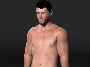 animated muscular naked man-rigged 3d game character low-poly 3D Model