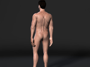 animated muscular naked man-rigged 3d game character low-poly 3D Model