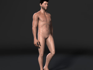 animated muscular naked man-rigged 3d game character low-poly 3D Model