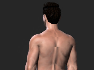 animated muscular naked man-rigged 3d game character low-poly 3D Model