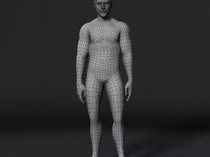 animated muscular naked man-rigged 3d game character low-poly 3D Model
