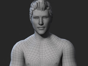 animated muscular naked man-rigged 3d game character low-poly 3D Model