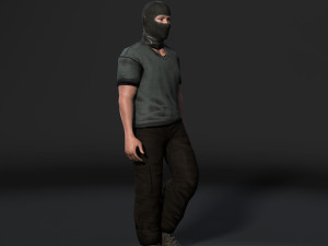 animated gang man-rigged 3d game character low-poly 3D-Modell