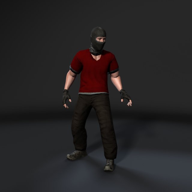 animated gang man-rigged 3d game character low-poly Modèle 3D .c4d .max .obj .3ds .fbx .stl .blend 