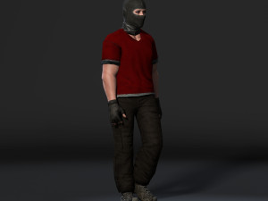 animated gang man-rigged 3d game character low-poly Modèle 3D