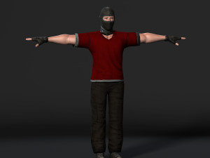 animated gang man-rigged 3d game character low-poly Modèle 3D