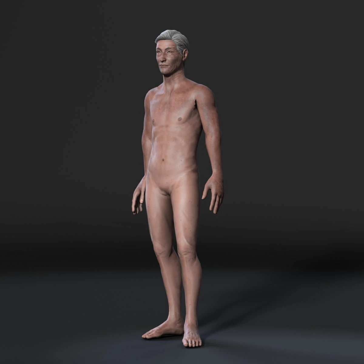 animated naked old man-rigged 3d game character low-poly 3D Model .c4d .max .obj .3ds .fbx .stl .blend