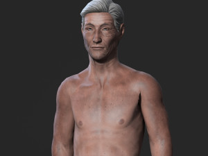 animated naked old man-rigged 3d game character low-poly 3D Модель
