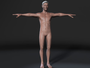animated naked old man-rigged 3d game character low-poly 3D Модель