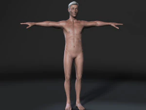 animated naked old man-rigged 3d game character low-poly 3D Model