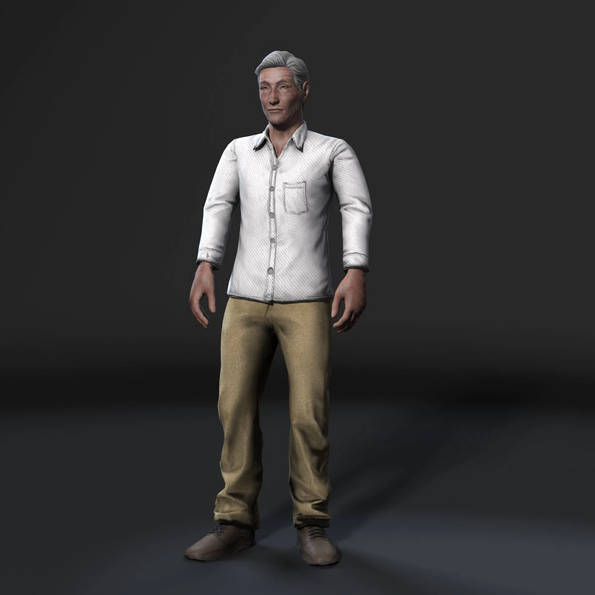 animated old man-rigged 3d game character low-poly 3D Model .c4d .max .obj .3ds .fbx .stl .blend 