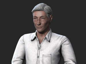 animated old man-rigged 3d game character low-poly 3D Model