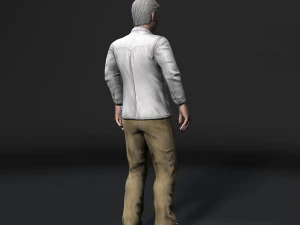 animated old man-rigged 3d game character low-poly 3D Model