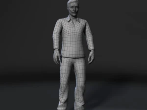 animated old man-rigged 3d game character low-poly 3D Model