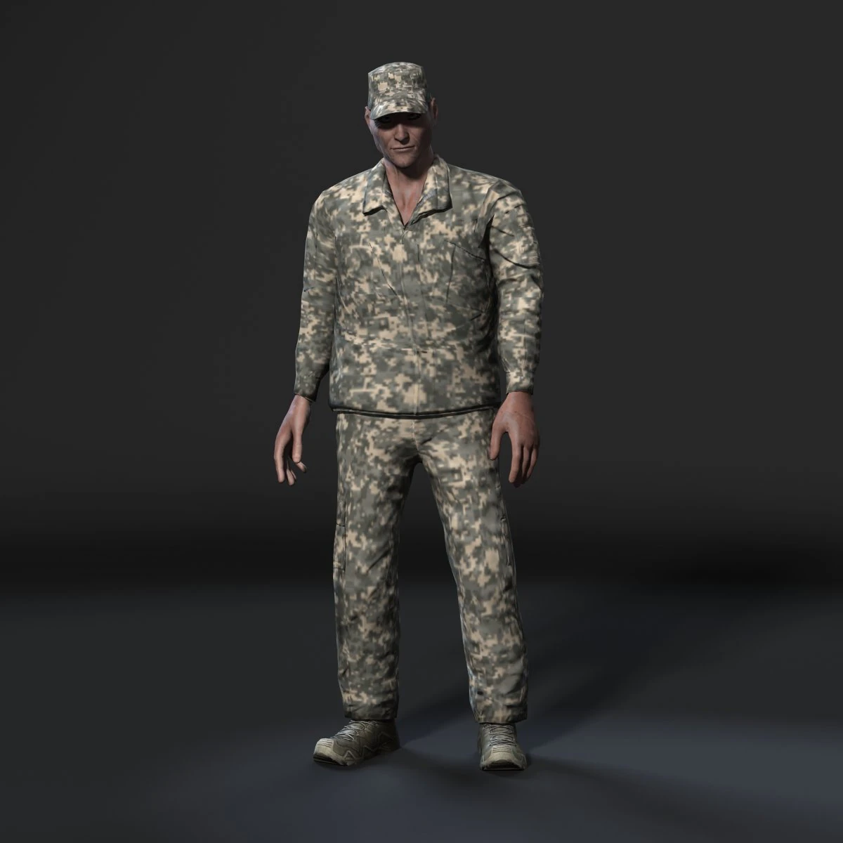 animated soldier man-rigged 3d game character low-poly 3D Model .c4d .max .obj .3ds .fbx .stl .blend 