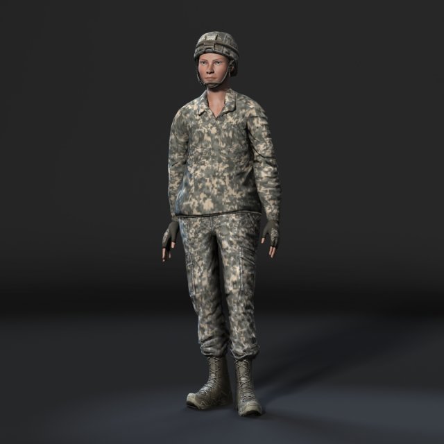 animated soldier woman-rigged 3d game character low-poly 3D 模型 .c4d .max .obj .3ds .fbx .stl .blend 