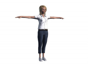 3d animated woman-rigged 3d game character 3D Model