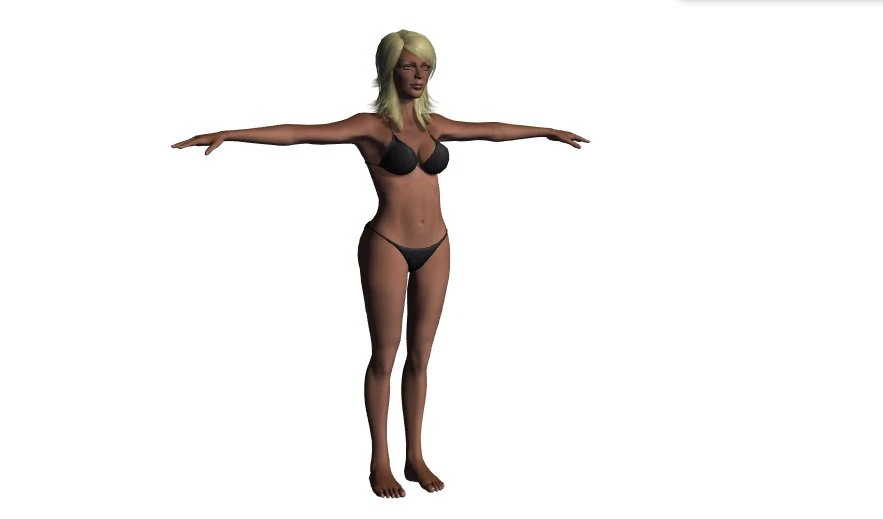 woman in bikini rigged game character low-poly model 3D Model .c4d .max .obj .3ds .fbx .stl .blend