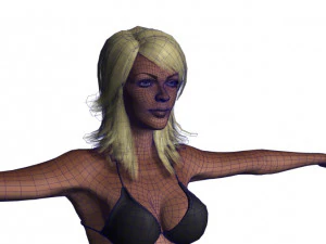 woman in bikini rigged game character low-poly model 3D Model