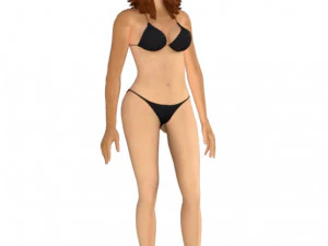 bikinili kadın hileli oyun karakteri d&uuml;ş&uuml;k poli modeli 3D Model