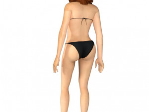 woman in bikini rigged game character low-poly model 3D Model