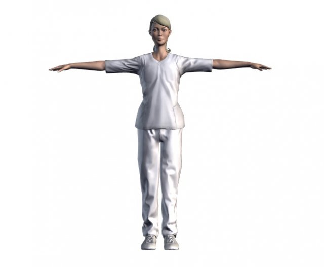 nurse woman-rigged 3d game character 3d mode 3D Модель .c4d .max .obj .3ds .fbx .stl .blend