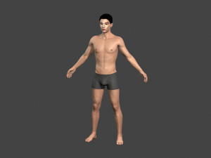 beautiful naked man -rigged 3D Model