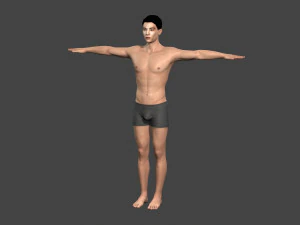 beautiful naked man -rigged 3D Model