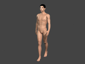 beautiful naked man -rigged 3D Model