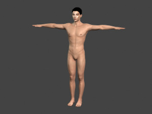 beautiful naked man -rigged 3D Model