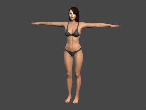 movie actress emma stone in bikini -rigged 3d character 3D Model