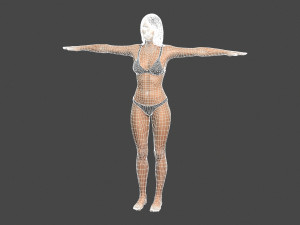 movie actress emma stone in bikini -rigged 3d character 3D Model