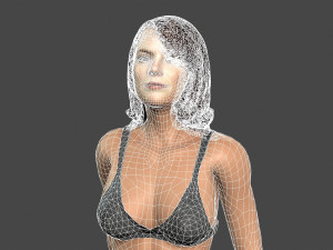 movie actress emma stone in bikini -rigged 3d character 3D Model