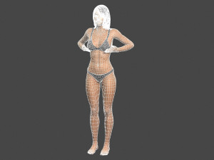 movie actress emma stone in bikini -rigged 3d character 3D Model