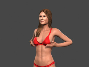 movie actress jennifer aniston in bikini -rigged 3d character Modèle 3D