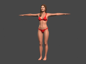 movie actress jennifer aniston in bikini -rigged 3d character Modèle 3D